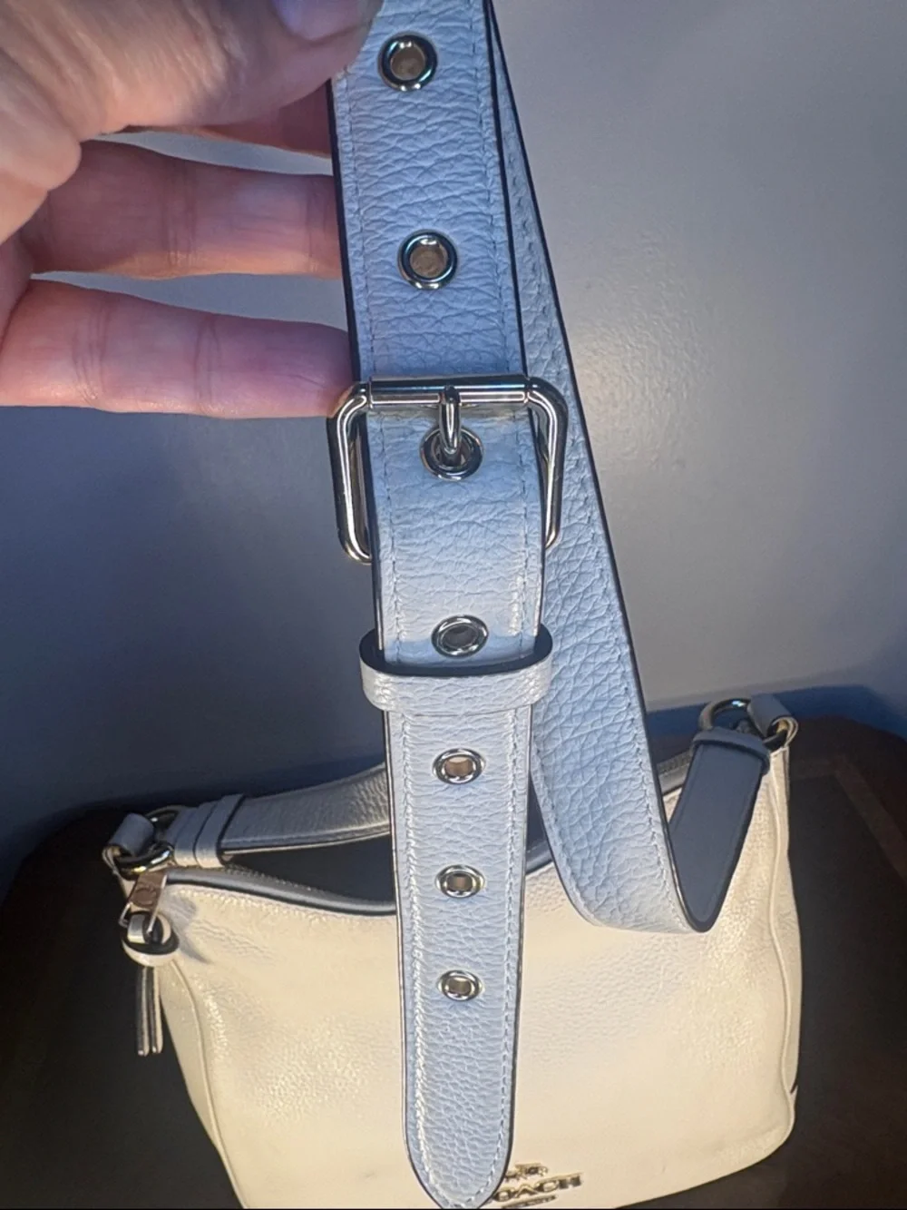 Coach White Pebbled Leather Hobo